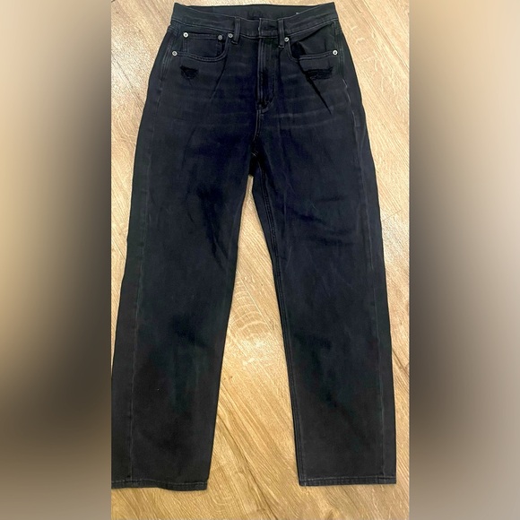 American Eagle Black Straight Leg Jeans - Size 6 - Picture 4 of 7